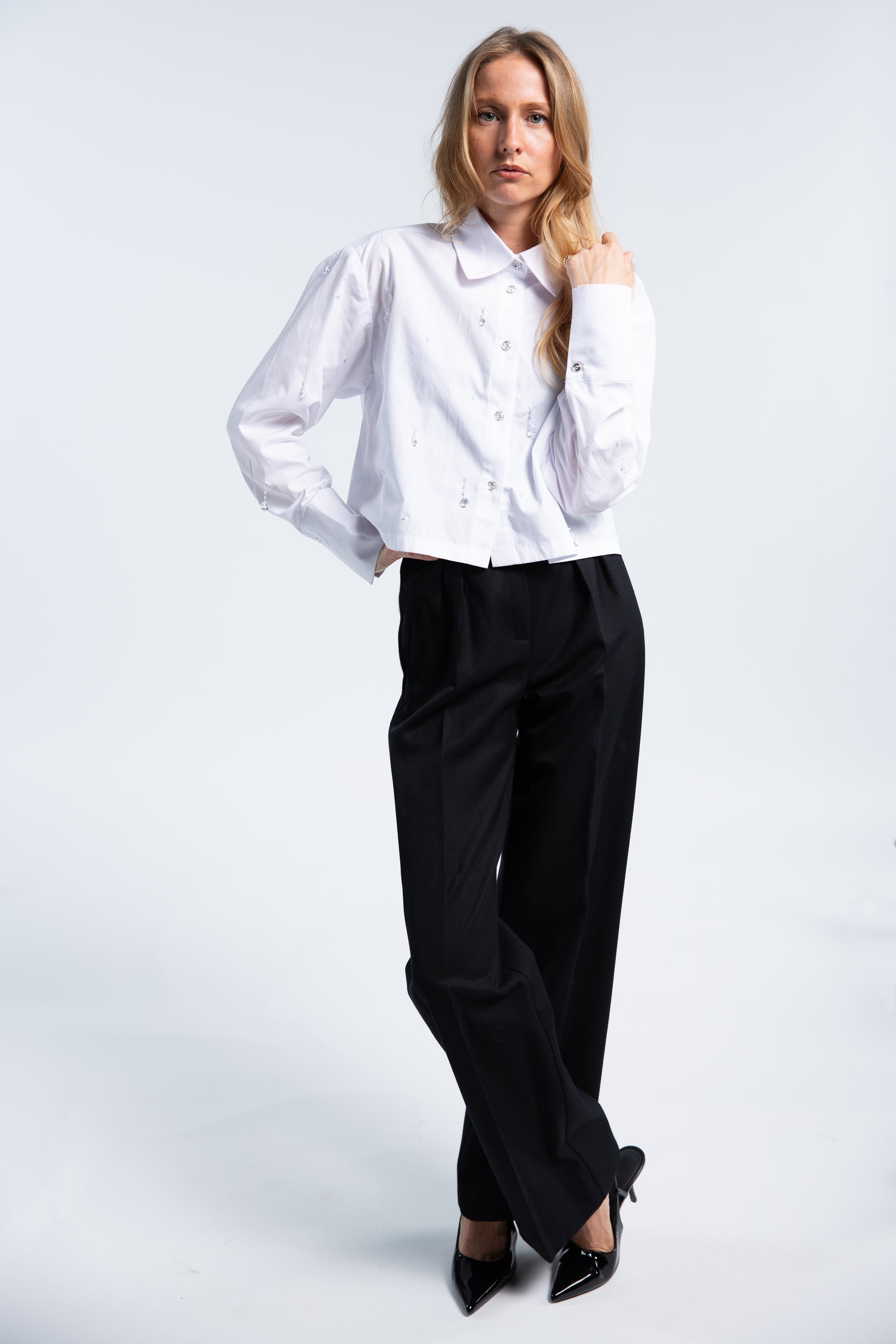 Poplin blouse with drops