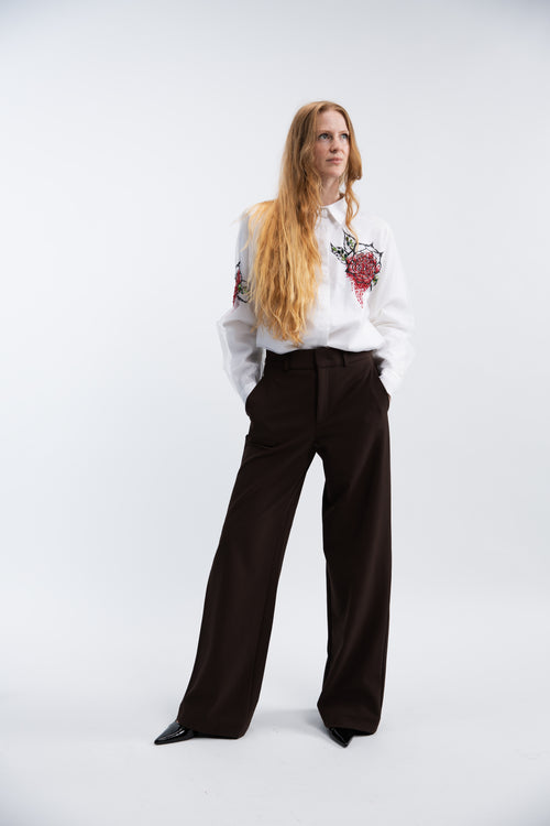 Organza silk blouse with flowers