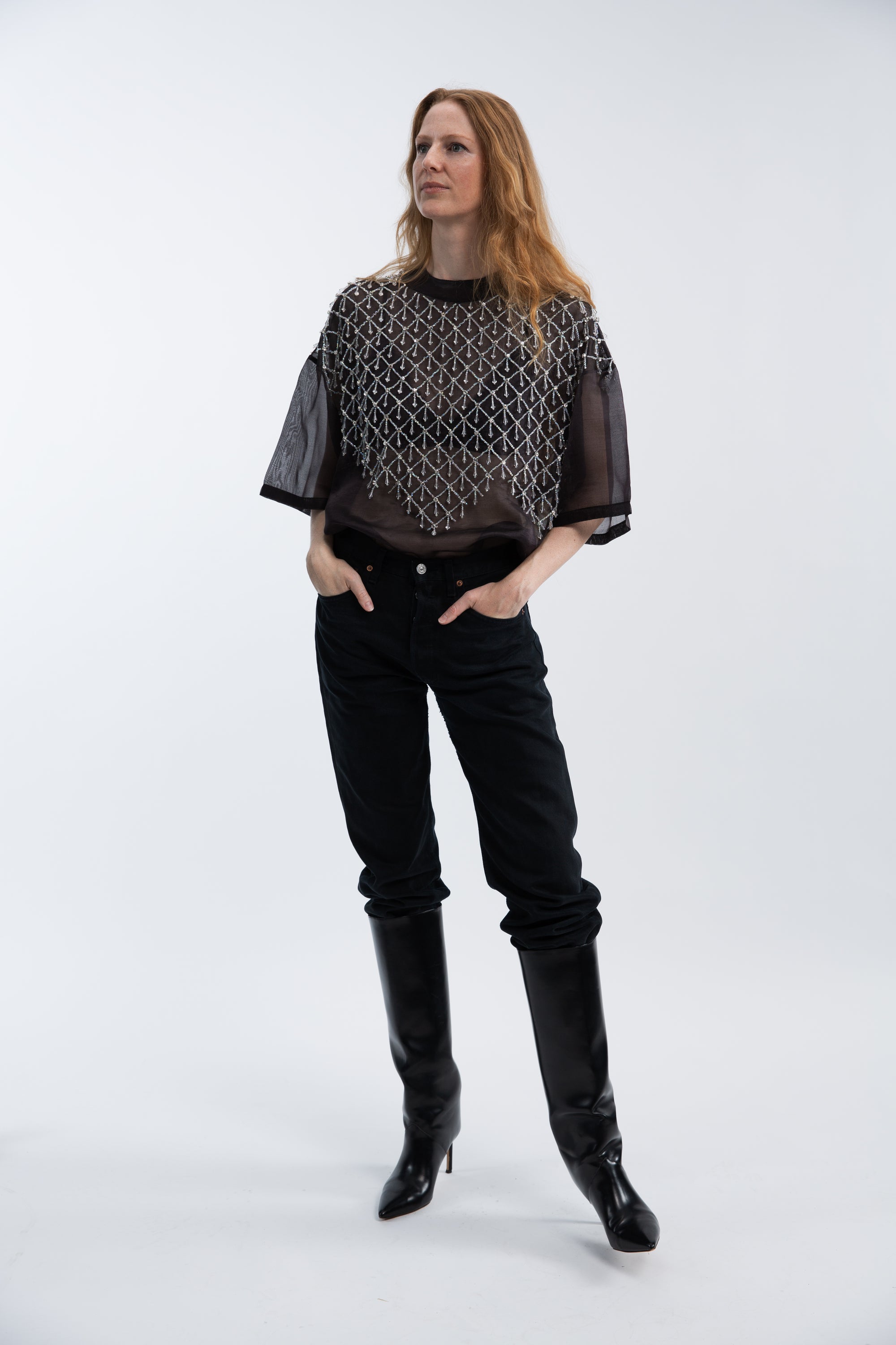 Silk shirt with pendants