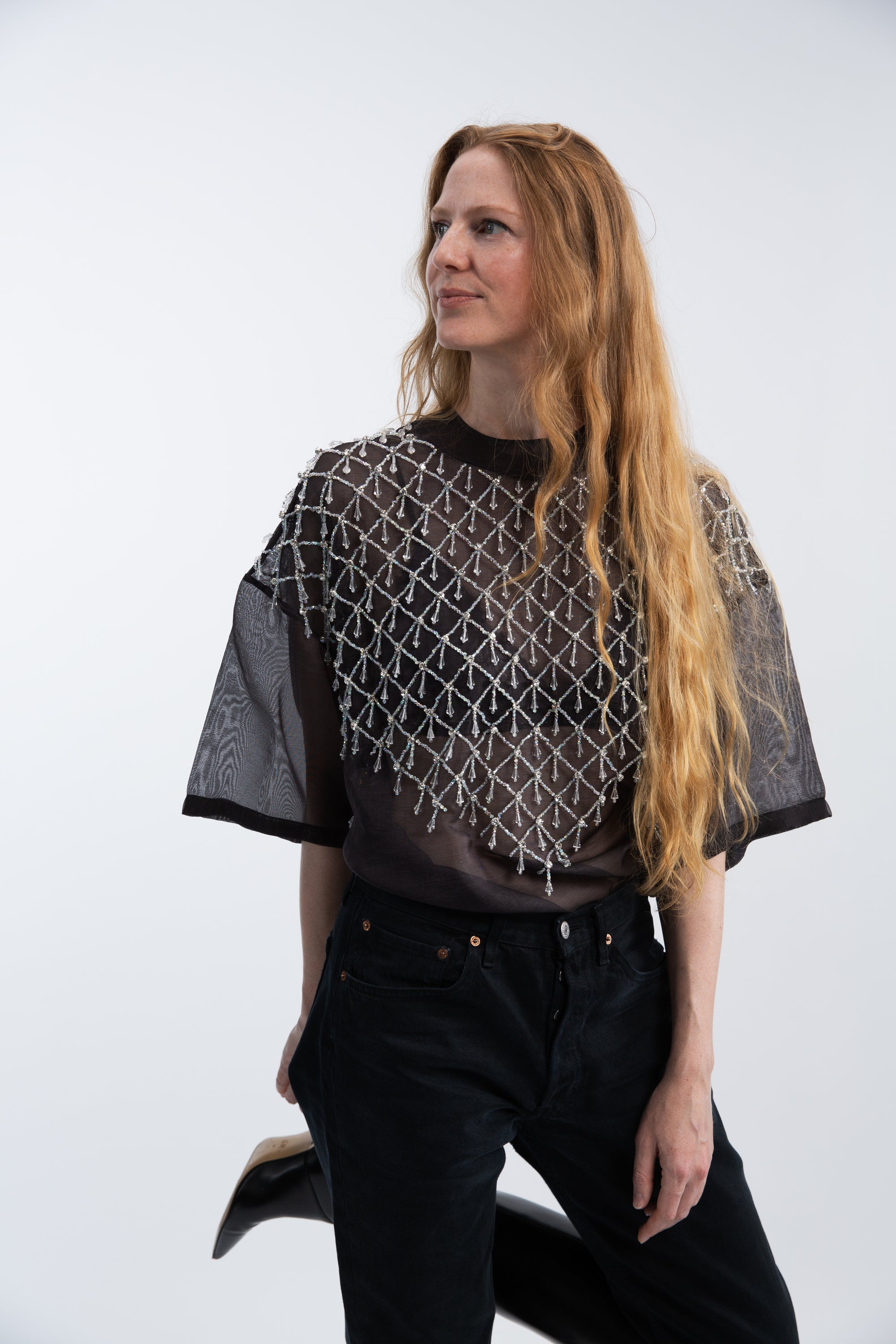 Silk shirt with pendants