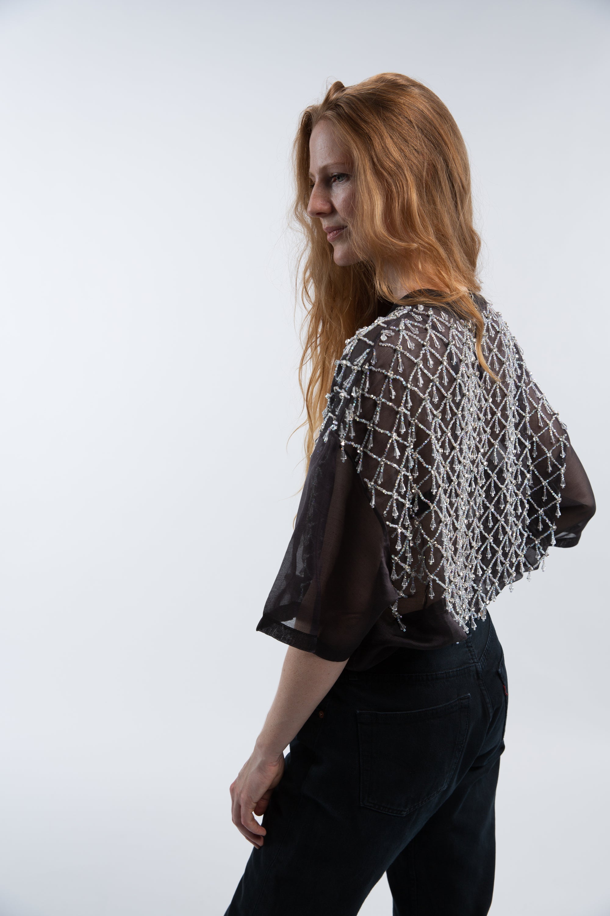 Silk shirt with pendants