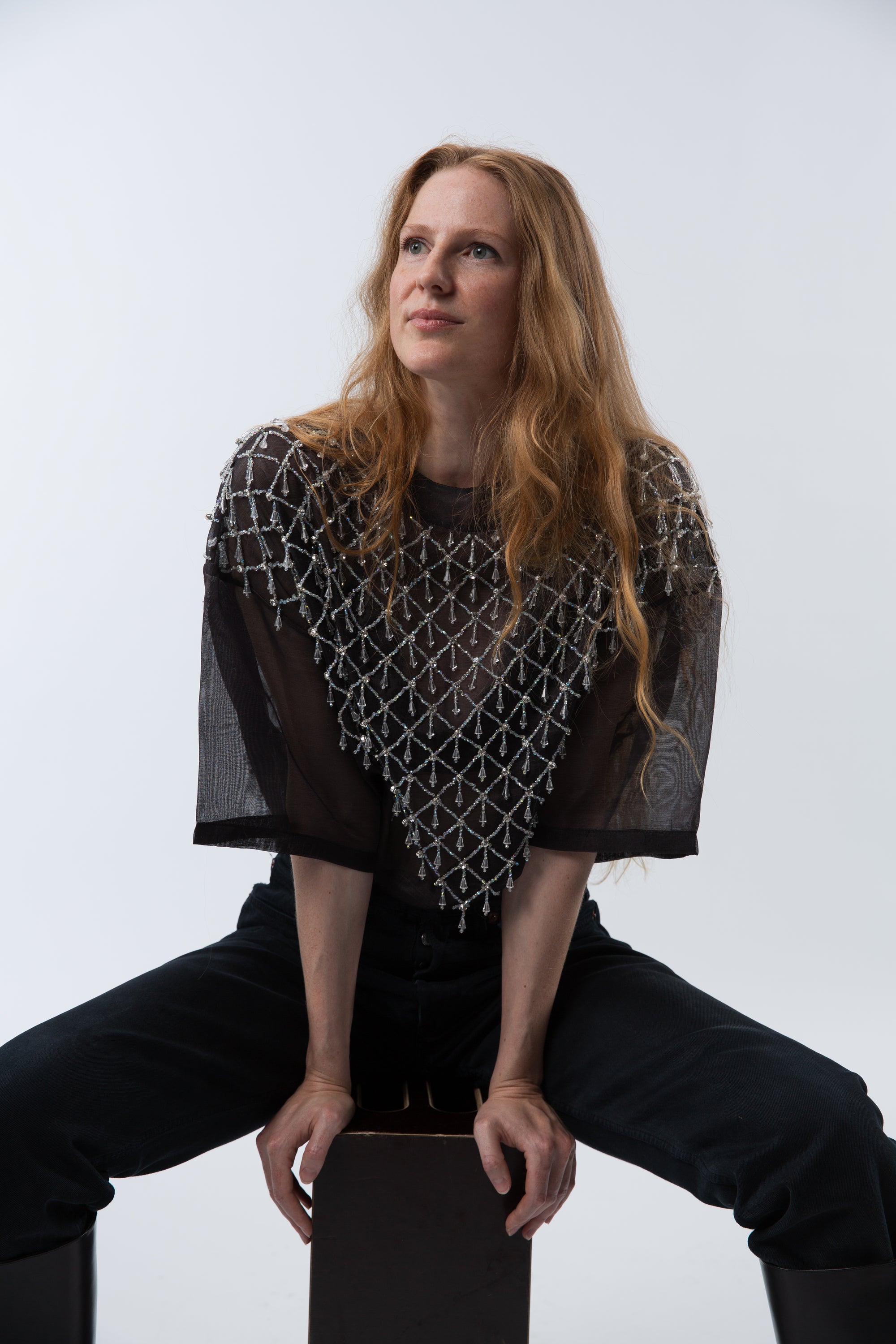 Silk shirt with pendants