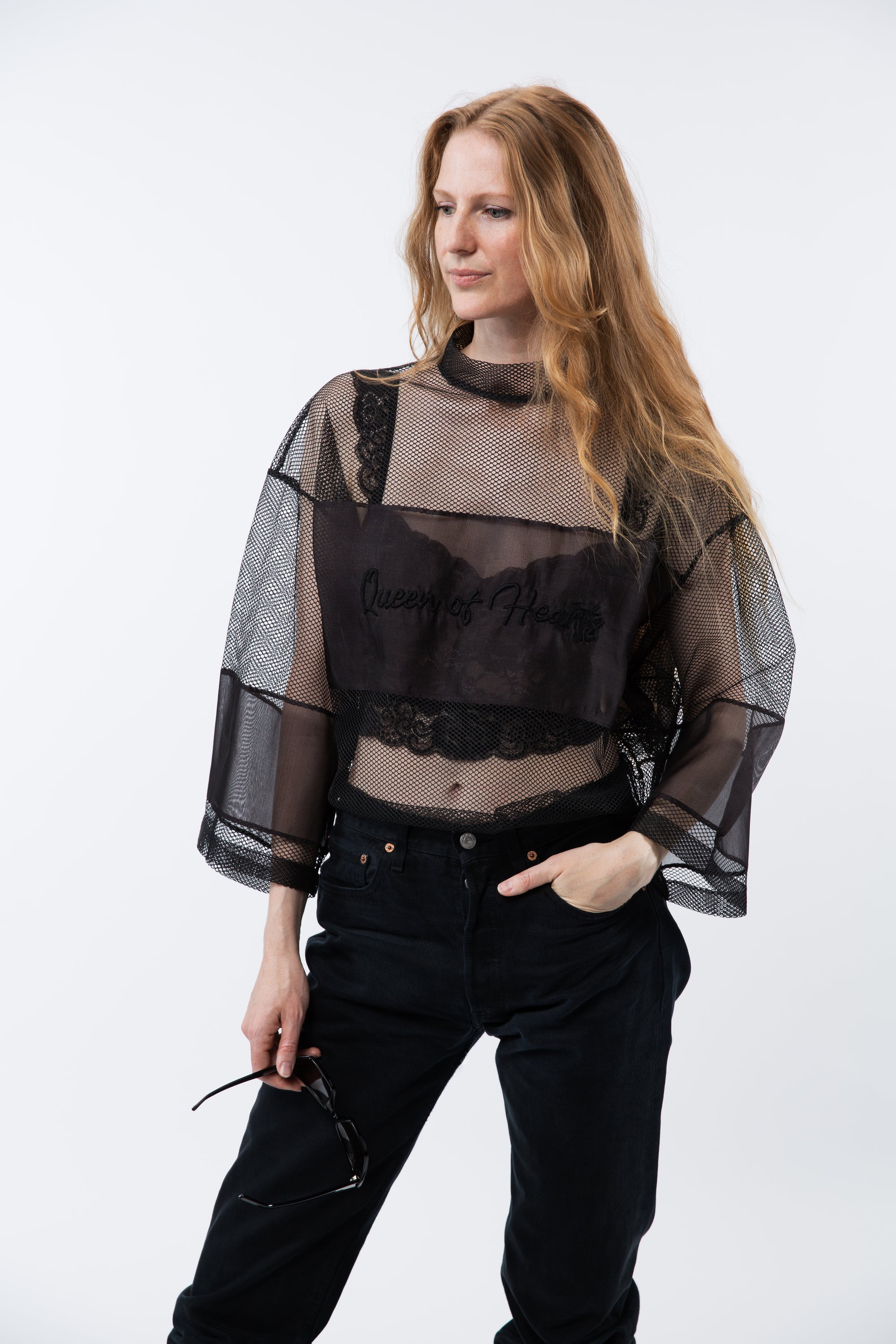Mesh/silk shirt Queen of Hearts