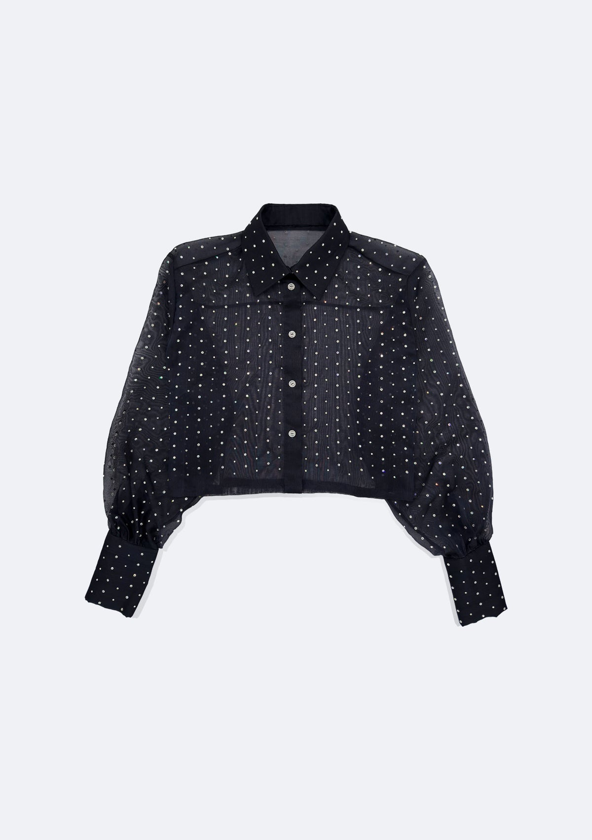 Organza silk blouse with rhinestones