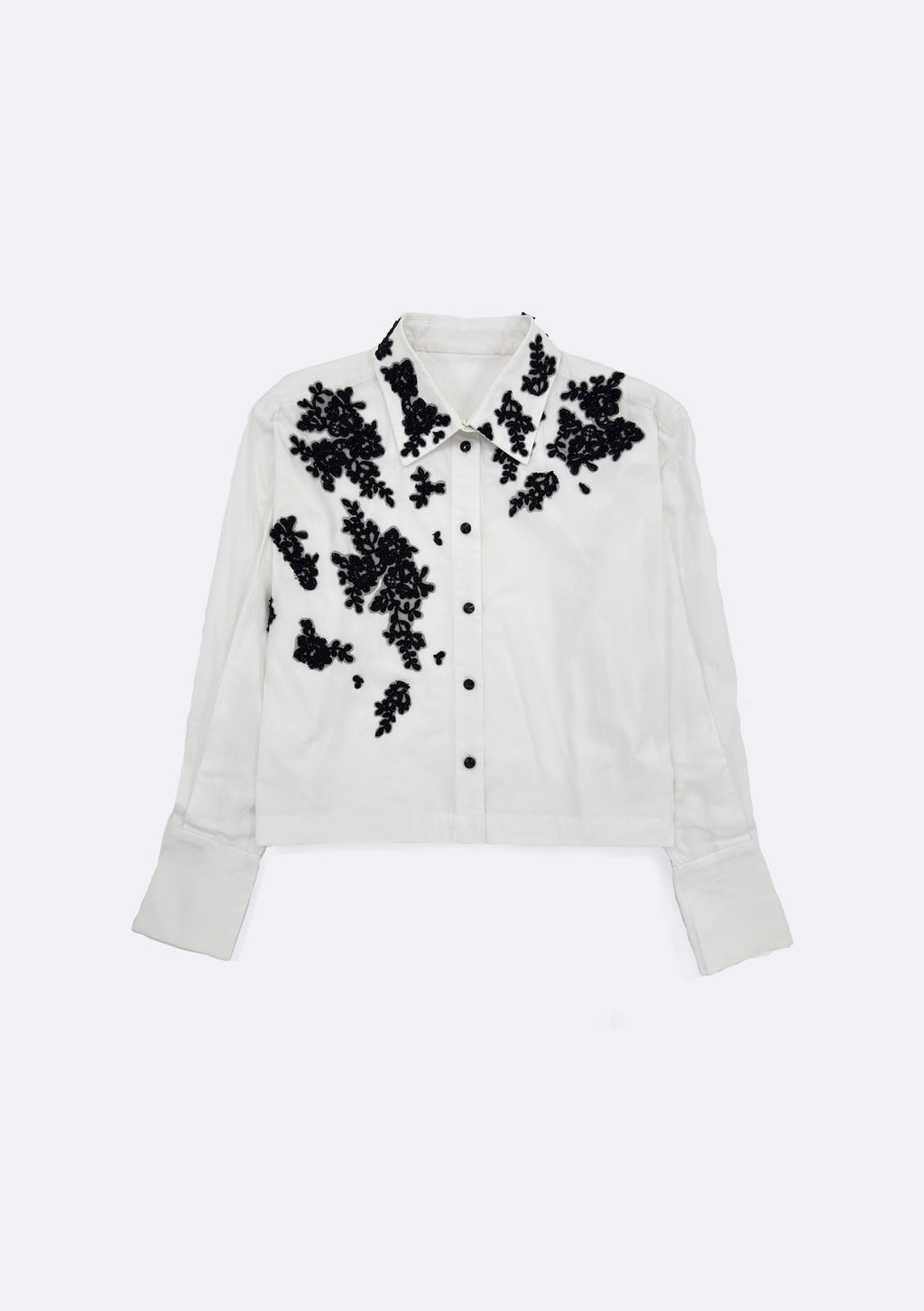 Poplin blouse with lace appliqués