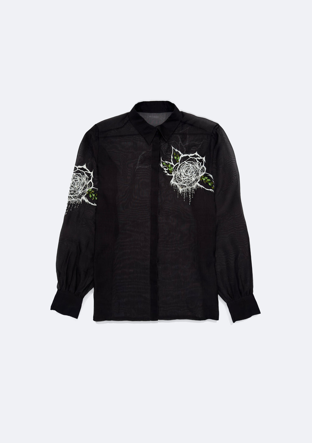 Organza silk blouse with flowers